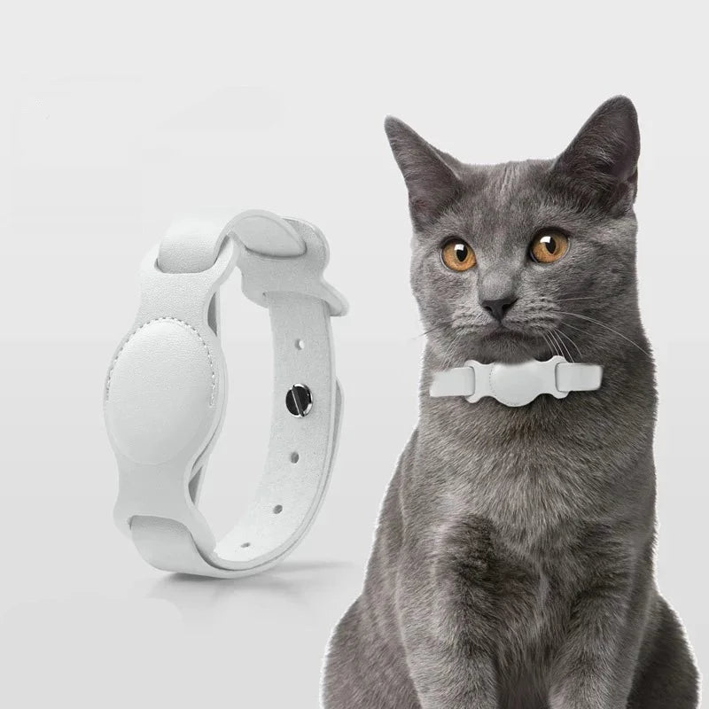 Coleira para Gatos de Couro Kit com Air tag - Movimento Pet 