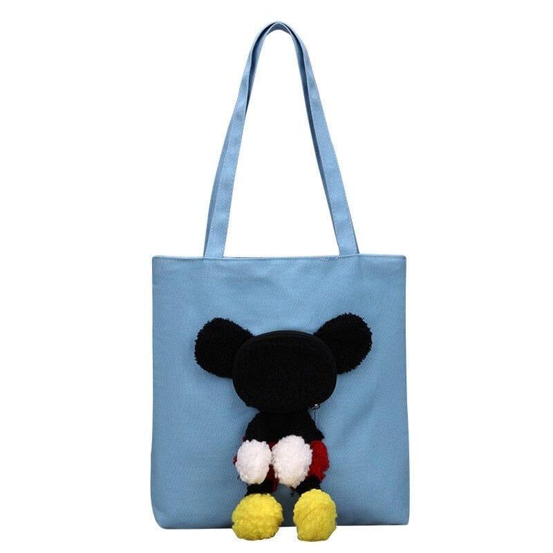 Bolsa para Transporte de Cachorros e Gatos - Mouse Bag cachorros e gatos: bolsa mickey bag Movimento Pet Azul 