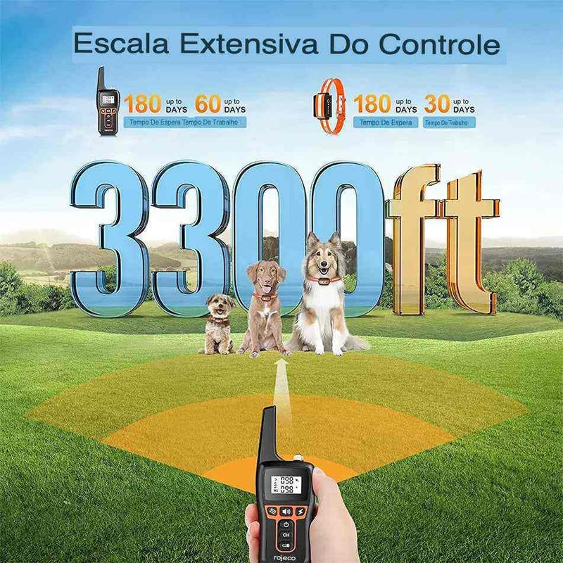 Coleira de Adestramento Regulável a Prova D'Água com Alcance de 1000m - Movimento Pet