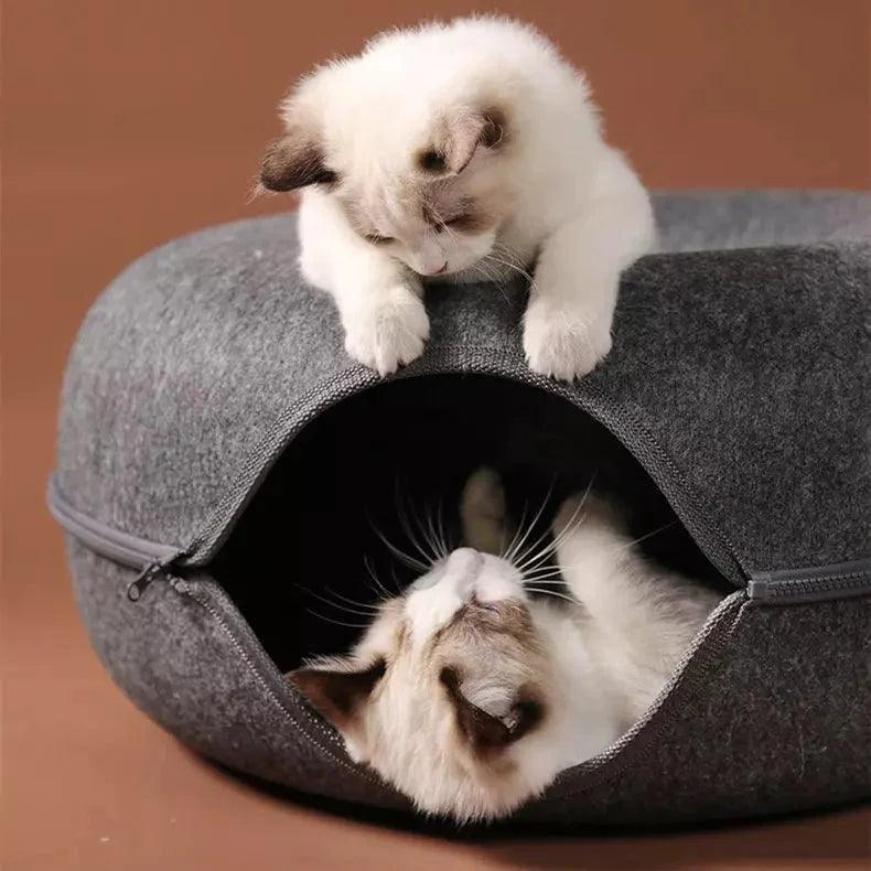 Túnel Caverna de Feltro de Lã para Gatos - Movimento Pet 