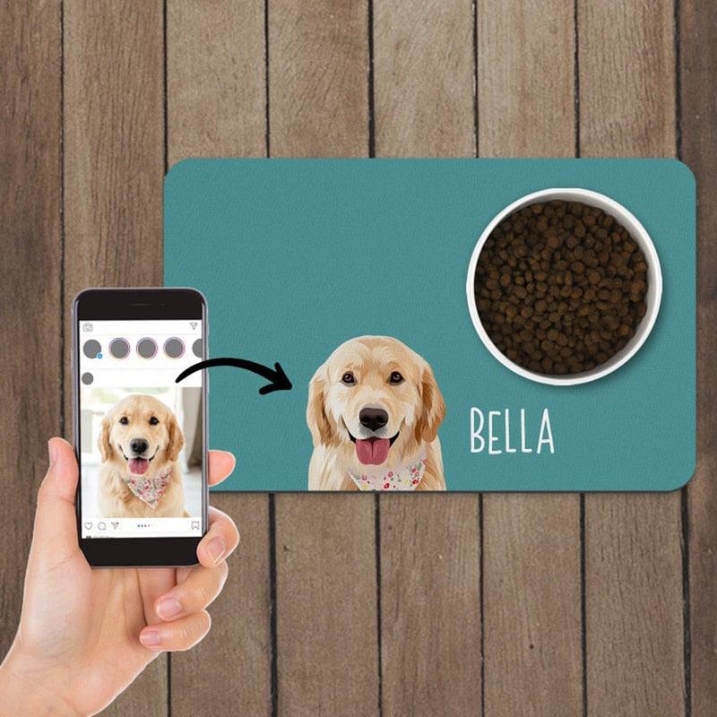 Tapete de Alimentação Personalizado com Foto e Nome | Para Cachorro e Gato - Movimento Pet 